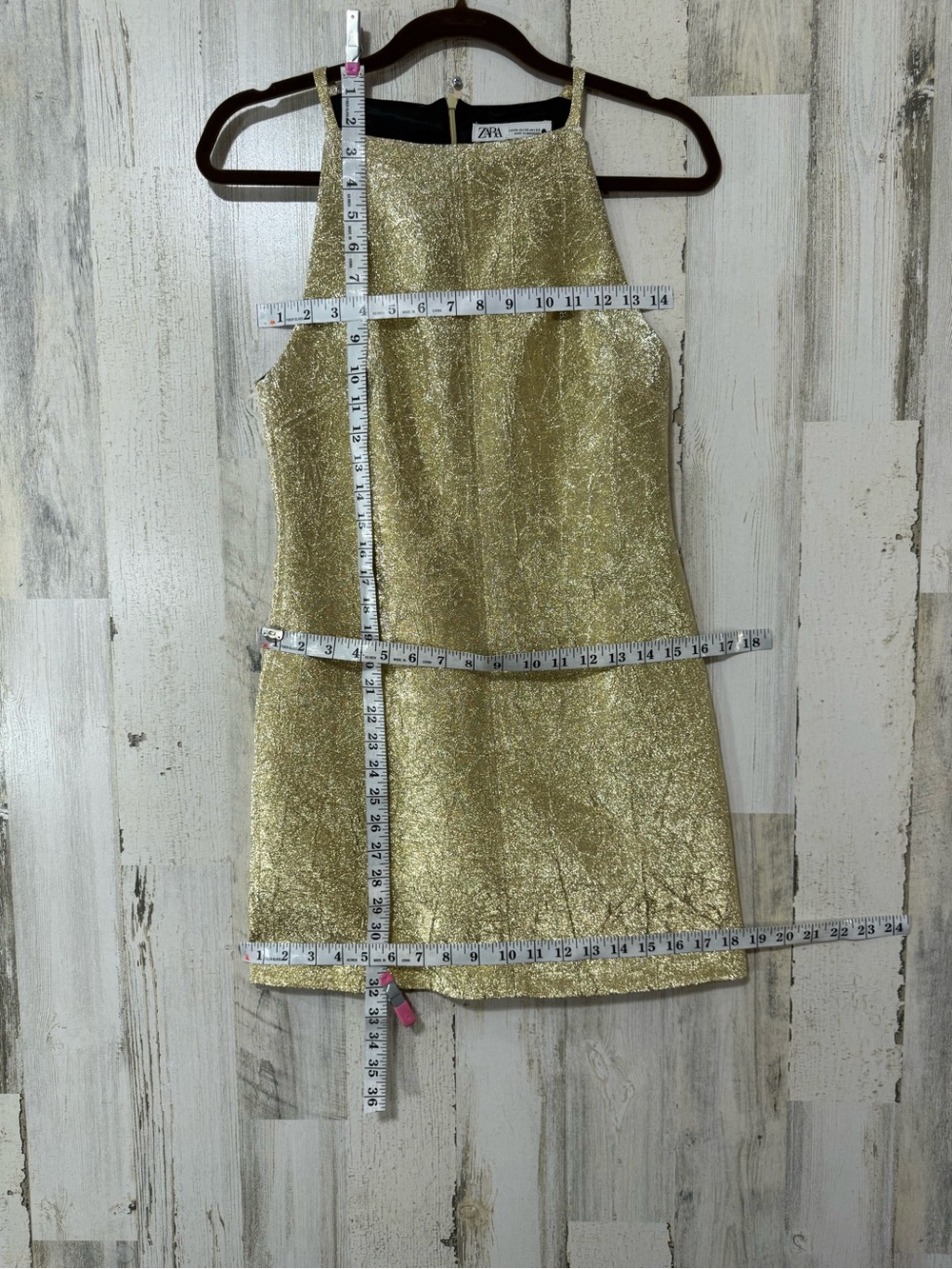 Zara Gold Metallic Sleeveless Mini Dress - Picture 7 of 14